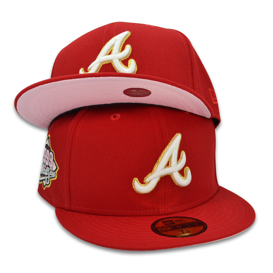 Atlanta Braves 1999 WORLD SERIES Exclusive New Era 59Fifty Fitted Hat - Red Pinky