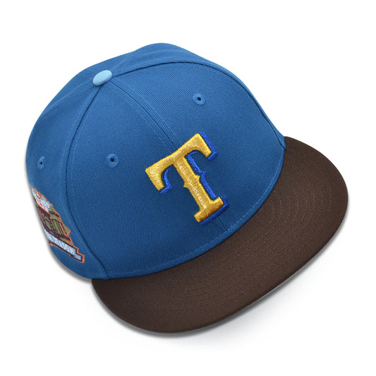 Texas Rangers "TERABITHIA" Exclusive New Era 59Fifty Fitted Hat - Seashore Blue/Walnut