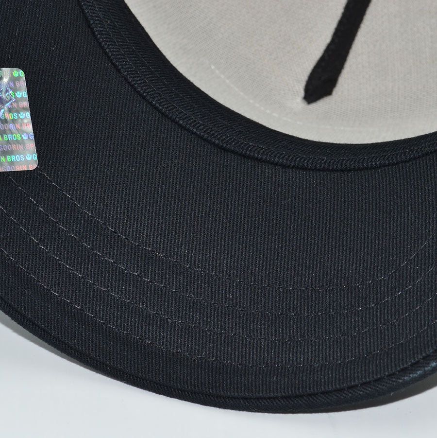 THE BADDEST BOY ROTTWEILER Goorin Bros Mesh Trucker Snapback Hat - Chrome/Black