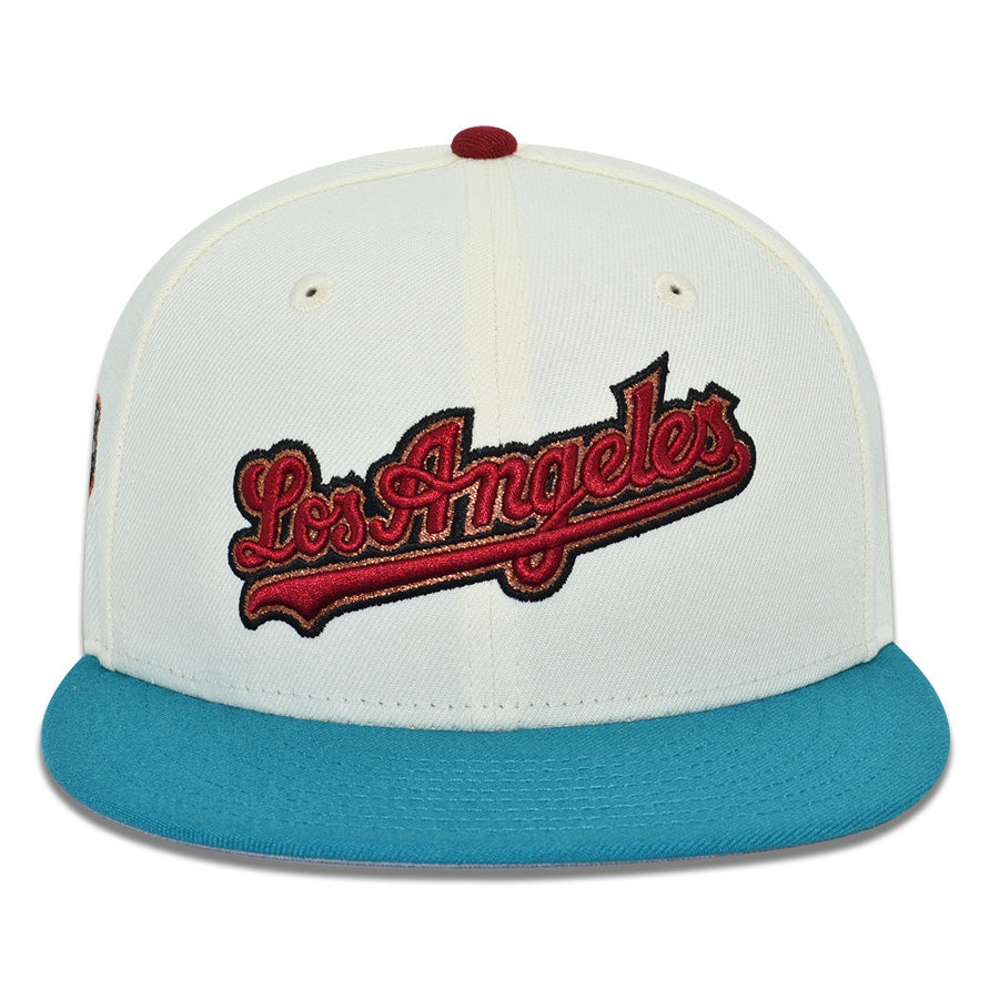 Los Angeles Dodgers "UP IN SMOKE" Exclusive New Era 59Fifty Fitted Hat - Chrome/Title Wave