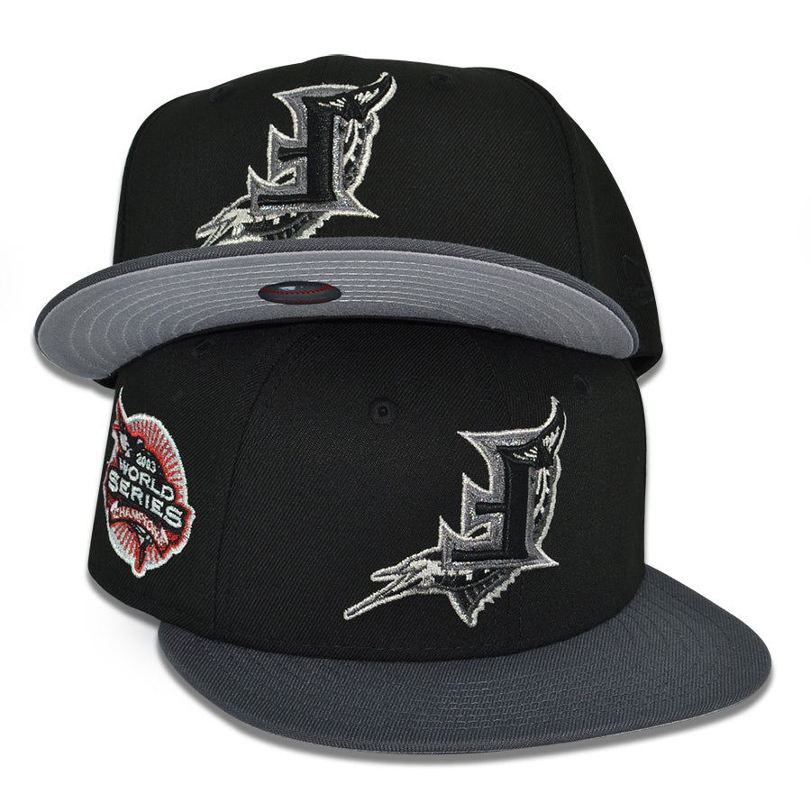 Florida Marlins Upside Down "FISH SCALE" Exclusive New Era 59Fifty Fitted Hat - Black/Graphite