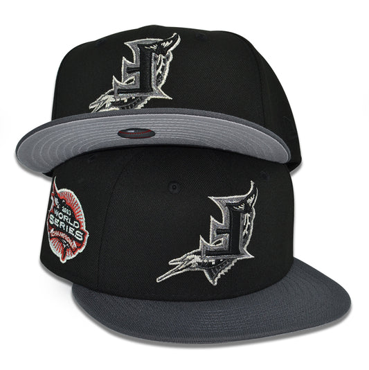 Florida Marlins Upside Down "FISH SCALE" Exclusive New Era 59Fifty Fitted Hat - Black/Graphite