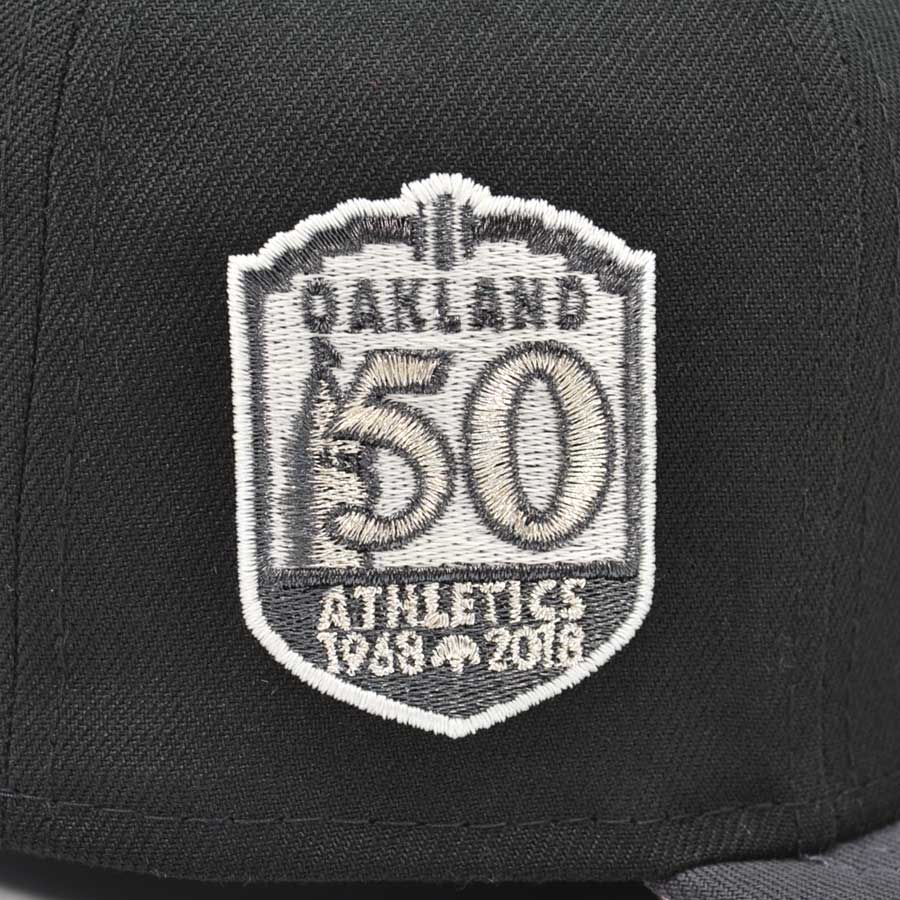 Oakland Athletics 50th Anniversary UPSIDE Exclusive New Era 59Fifty Fitted Hat - Black/Graphite