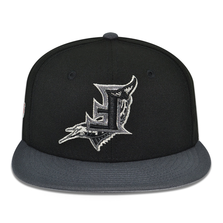 Florida Marlins Upside Down "FISH SCALE" Exclusive New Era 59Fifty Fitted Hat - Black/Graphite
