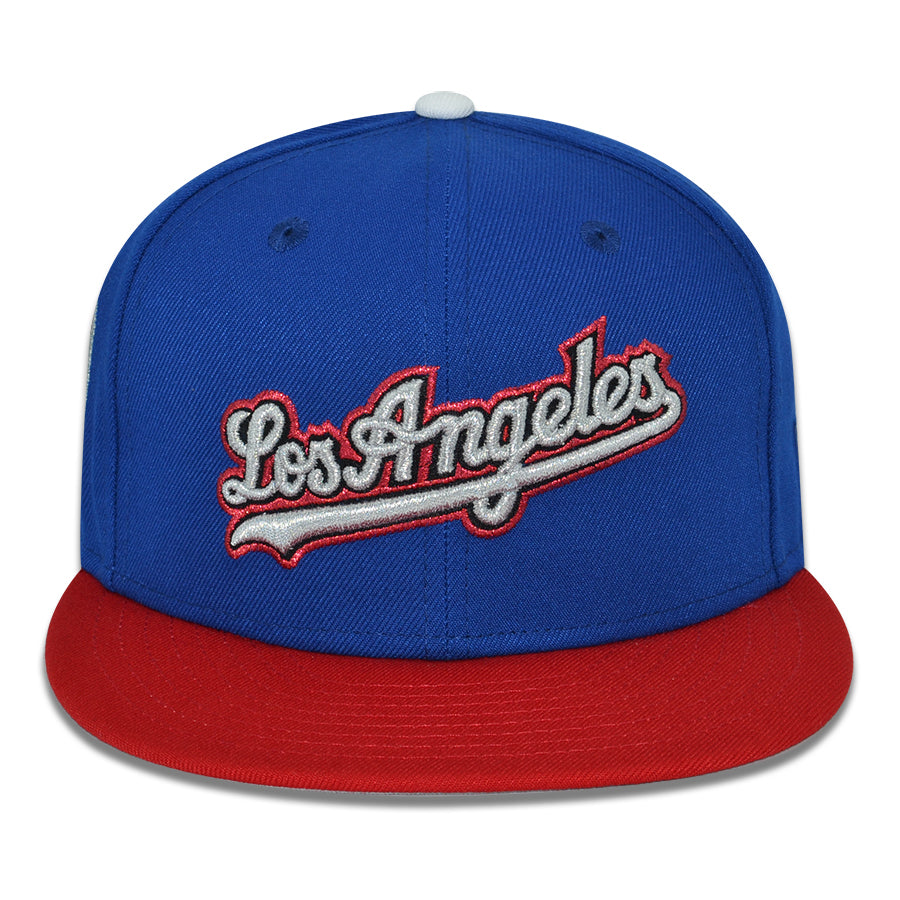 Los Angeles Dodgers "MJ and em" Exclusive New Era 59Fifty Fitted Hat - Calming Blue/Scarlet