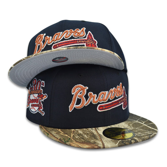 Atlanta Braves 30th ANNIVERSARY Exclusive New Era 59Fifty Fitted Hat - Navy/Real Tree