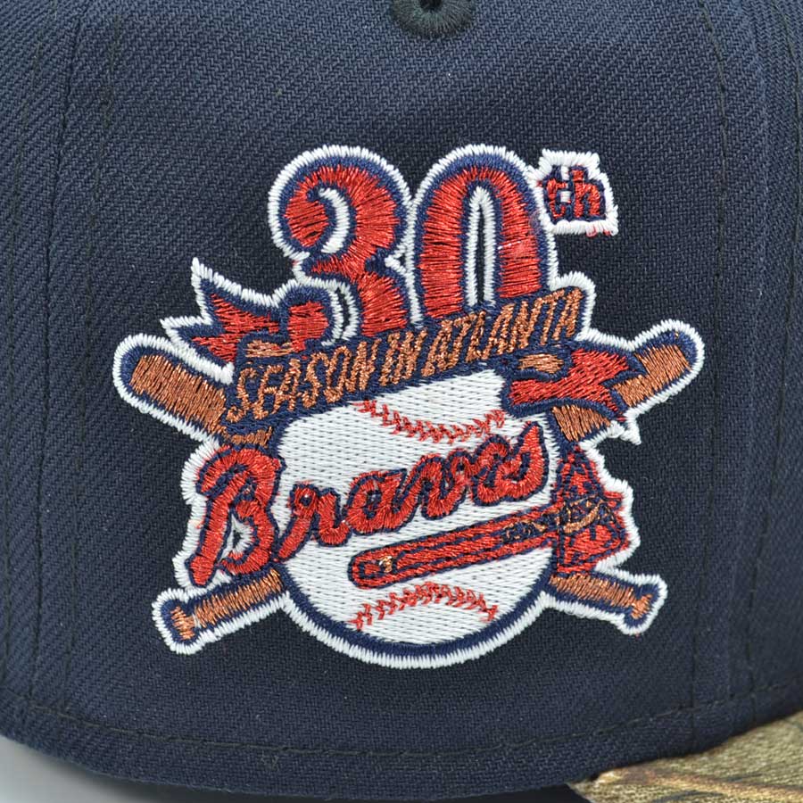 Atlanta Braves 30th ANNIVERSARY Exclusive New Era 59Fifty Fitted Hat - Navy/Real Tree