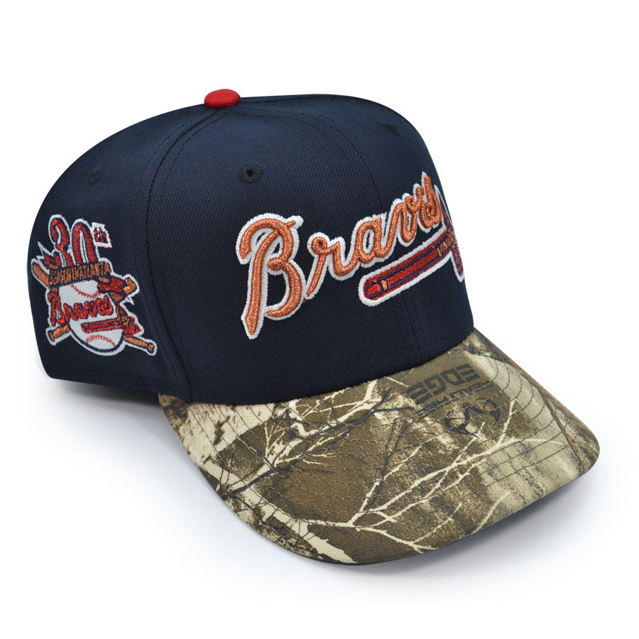 Atlanta Braves 30th ANNIVERSARY Exclusive New Era 59Fifty Fitted Hat - Navy/Real Tree