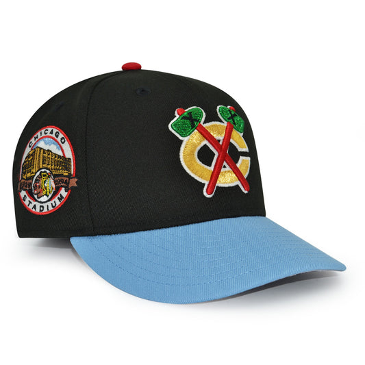 Chicago Blackhawks "MADHOUSE ON MADISON" Exclusive New Era 59Fifty Fitted Hat - Black/Sky
