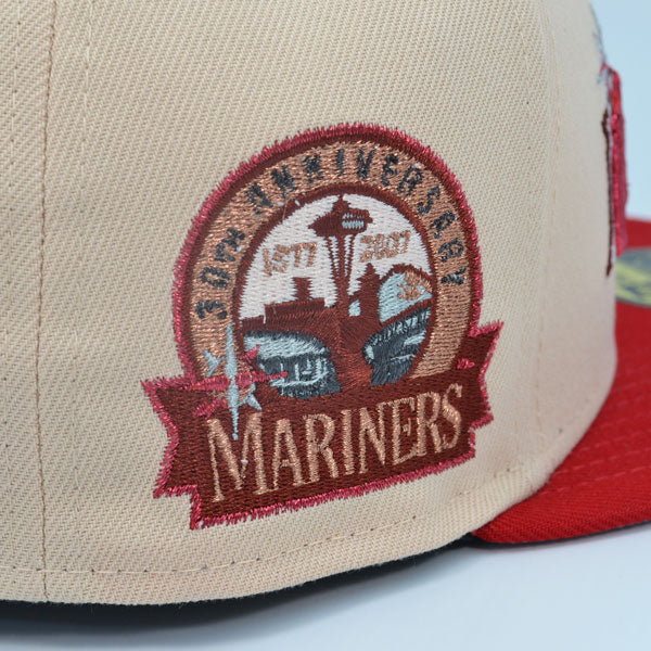 Seattle Mariners 30th Anniversary Exclusive New Era 59Fifty Fitted Hat - Mango Peach/Red