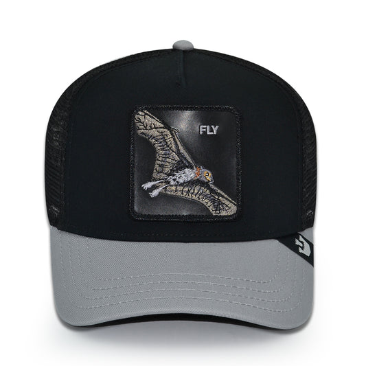 THE FLY BAT Goorin Bros Mesh Trucker Snapback Hat -Black/Gray