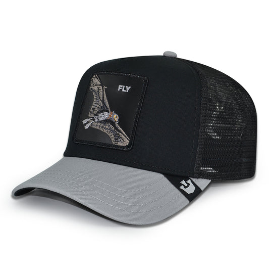 THE FLY BAT Goorin Bros Mesh Trucker Snapback Hat -Black/Gray