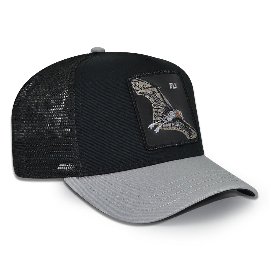 THE FLY BAT Goorin Bros Mesh Trucker Snapback Hat -Black/Gray