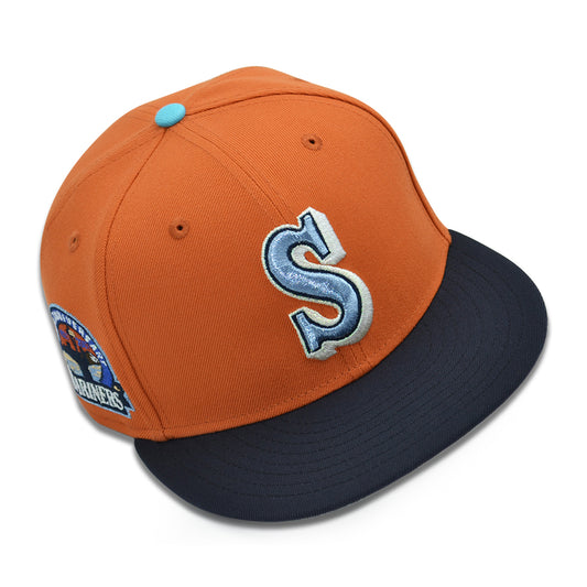 Seattle Mariners "SSB GOKU" Exclusive New Era 59Fifty Fitted Hat - Flight Orange/Navy