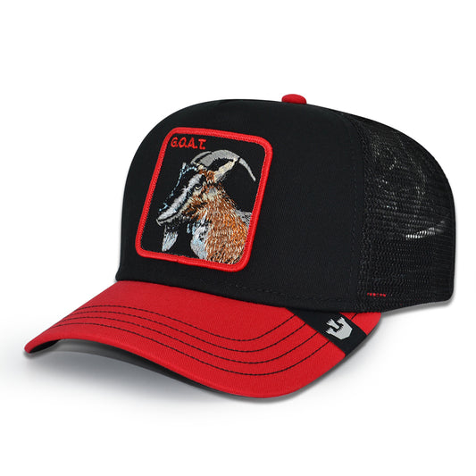 THE UNDISPUTED GOAT Goorin Bros Mesh Trucker Snapback Hat -Black/Red