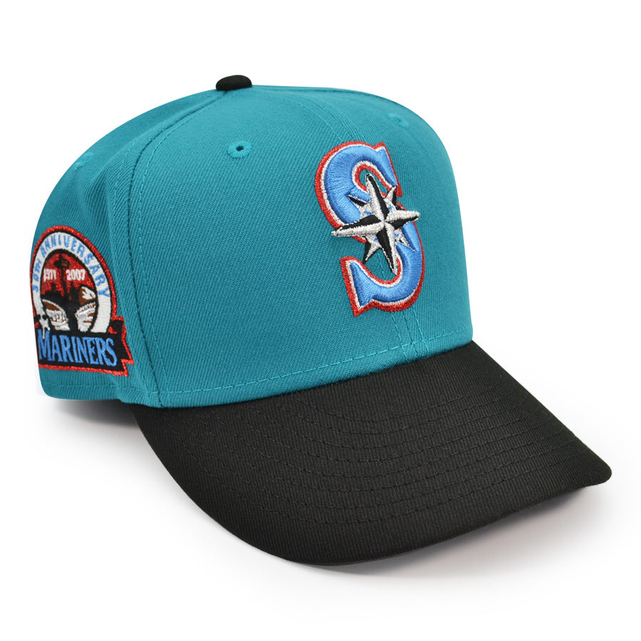 Seattle Mariners 30th ANNIVERSARY Exclusive New Era 59Fifty Fitted Hat - Aqua/Bk