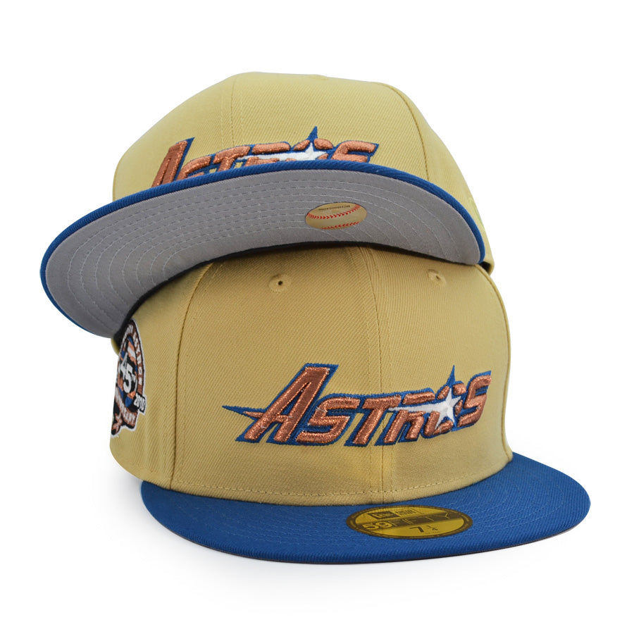 Houston Astros Script 45 YEARS Exclusive New Era 59Fifty Fitted Hat - Vegas Blue/SSBlue