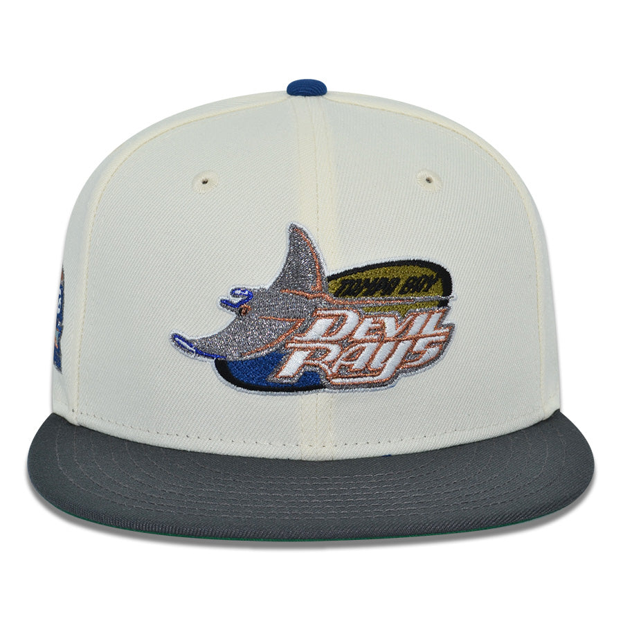 Tampa Bay Devil Rays "CLOSE KNIT" Exclusive New Era 59Fifty Fitted Hat - Chrome/Dark Graphite
