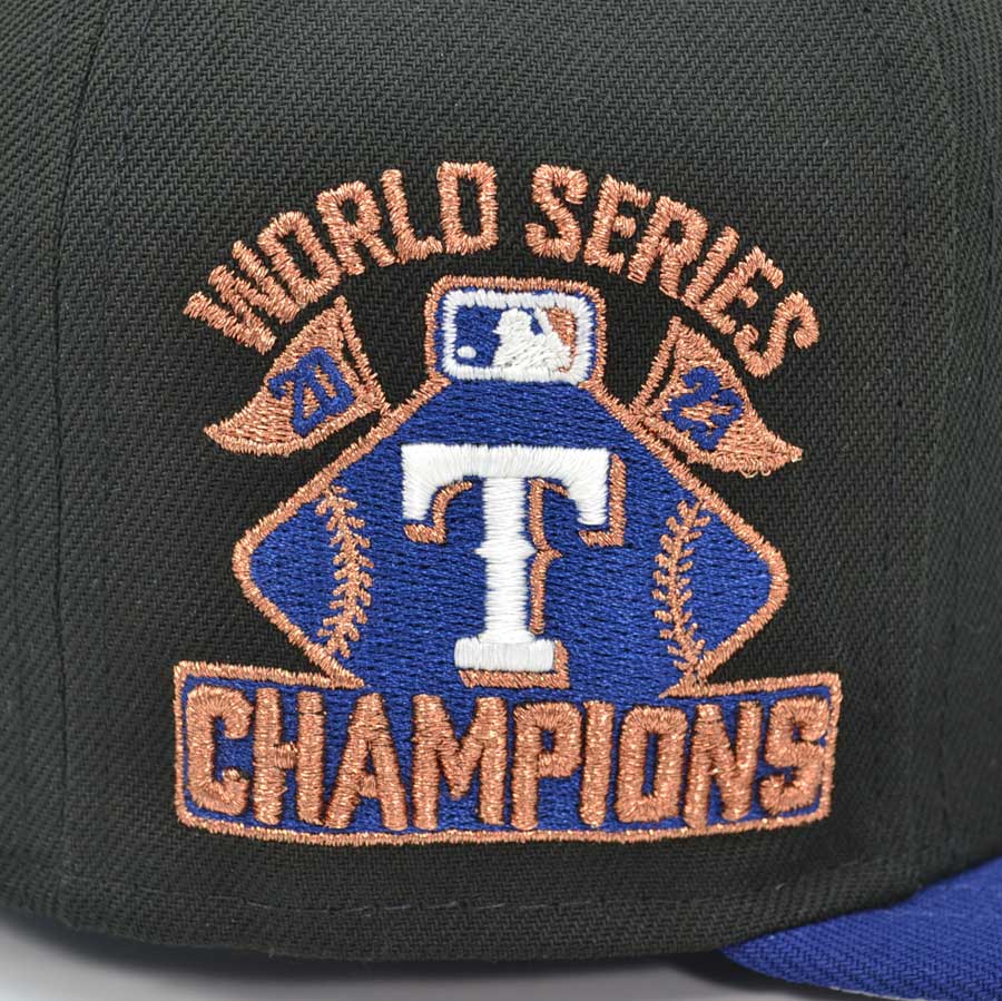Texas Rangers 2023 WORLD SERIES CHAMPIONS Exclusive New Era 59Fifty Fitted Hat - Black/Texas Blue