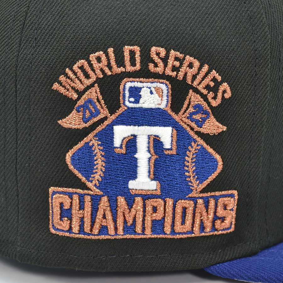 Texas Rangers 2023 WORLD SERIES CHAMPIONS Exclusive New Era 59Fifty Fitted Hat - Black/Texas Blue