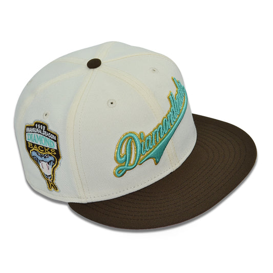 Arizona Diamondbacks "GREEN TEA" Exclusive New Era 59Fifty Fitted Hat - Chrome/Walnut/Pinky