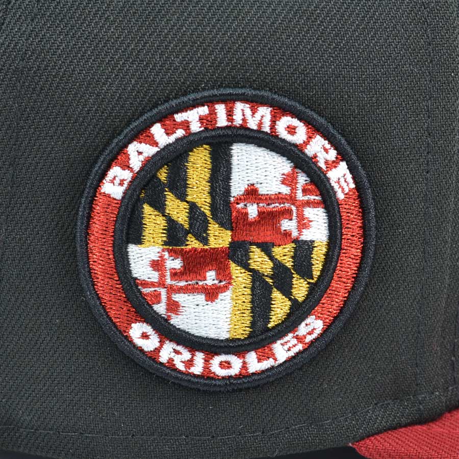 Baltimore Orioles MD FLAG Exclusive New Era 59Fifty Fitted Hat - Black/H Red