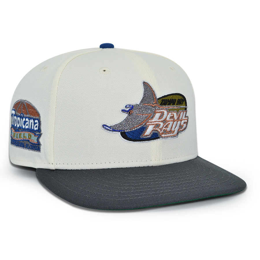 Tampa Bay Devil Rays "CLOSE KNIT" Exclusive New Era 59Fifty Fitted Hat - Chrome/Dark Graphite