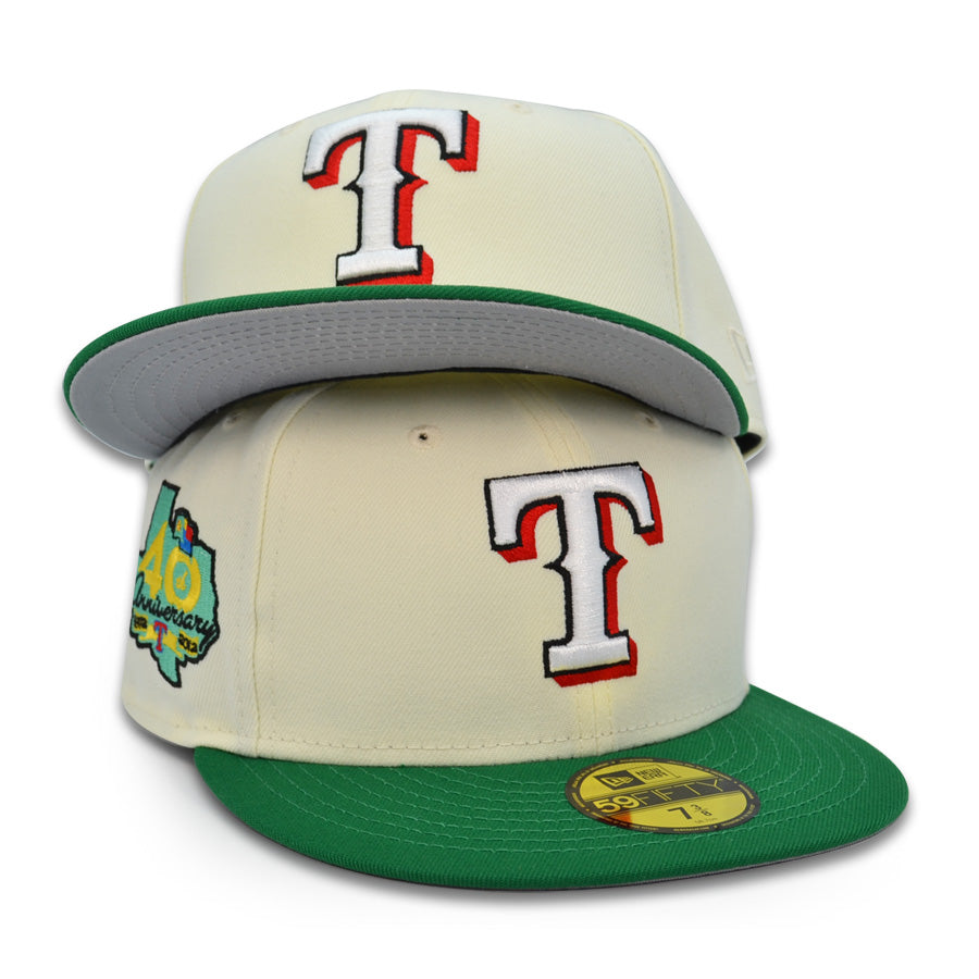 Texas Rangers 40th ANNIVERSARY Exclusive New Era 59Fifty Fitted Hat  - Chrome/Green