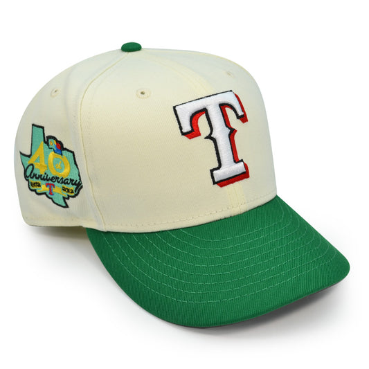 Texas Rangers 40th ANNIVERSARY Exclusive New Era 59Fifty Fitted Hat  - Chrome/Green
