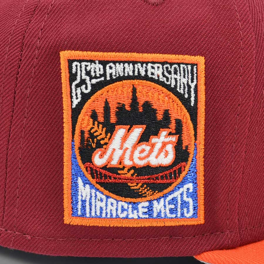 New York Mets 25th ANNIVERSARY Exclusive New Era 59Fifty Fitted Hat - Cardinal/Orange