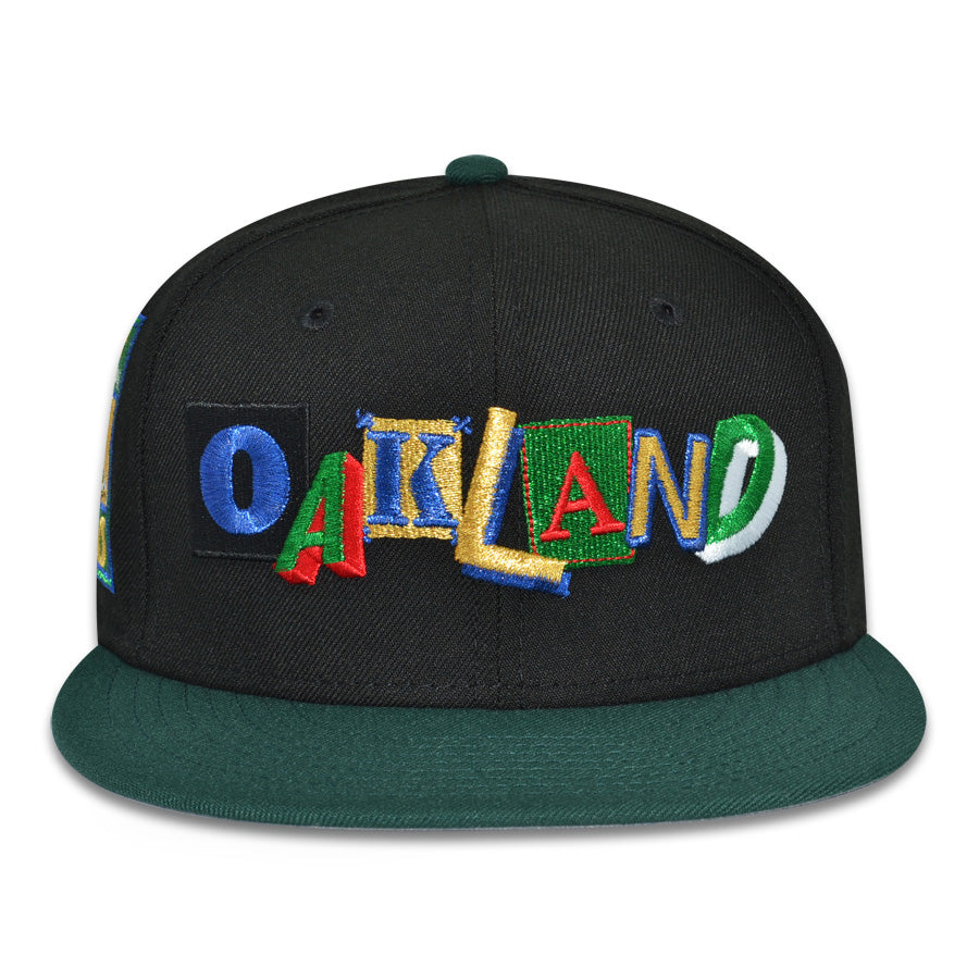 Oakland Athletics "RUNAWAY OAKLAND" Exclusive New Era 59Fifty Fitted Hat - Black/Dark Green