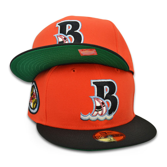 Bowie Bay Sox Baltimore Orioles Exclusive New Era 59Fifty Fitted MILB Hat - Orange/Black
