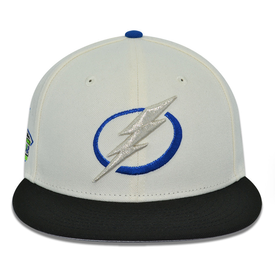 Tampa Bay Lightning "STRIKE TWICE" Exclusive New Era 59Fifty Fitted Hat - Chrome/Black