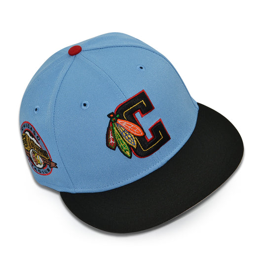 Chicago Blackhawks "MADHOUSE" Exclusive New Era 59Fifty Fitted Hat - Sky/Black