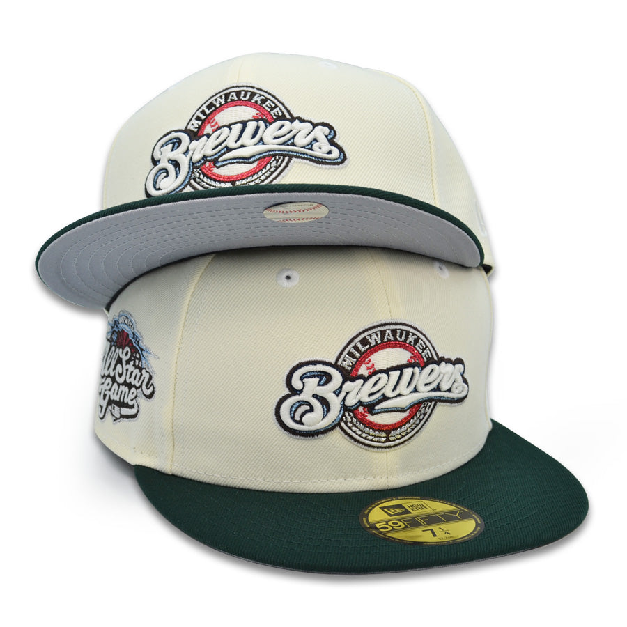 Milwaukee Brewers 2002 ALL-STAR GAME Exclusive New Era 59Fifty Fitted Hat - Chrome/Pine