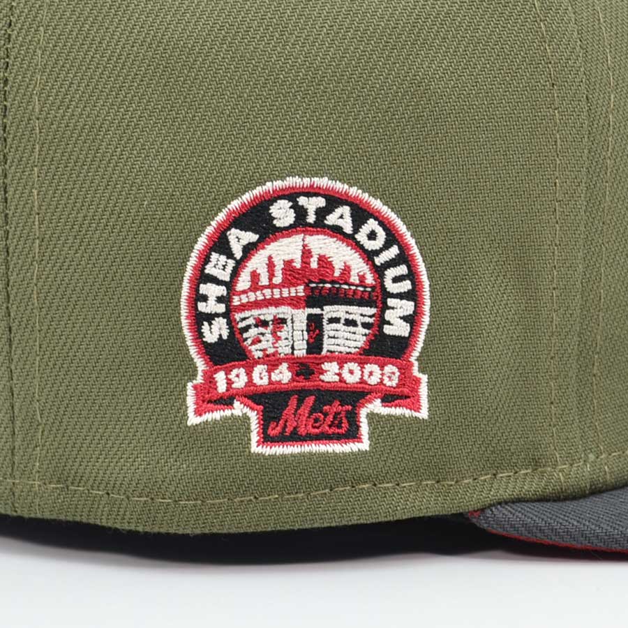 New York Mets SHEA STADIUM Exclusive New Era 59Fifty Fitted Hat - New Olive/Dark Graphite