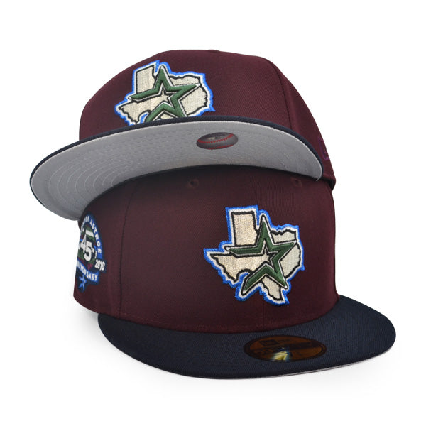 Houston Astros 45th ANNIVERSARY Exclusive New Era 59Fifty Fitted Hat - Maroon/Navy