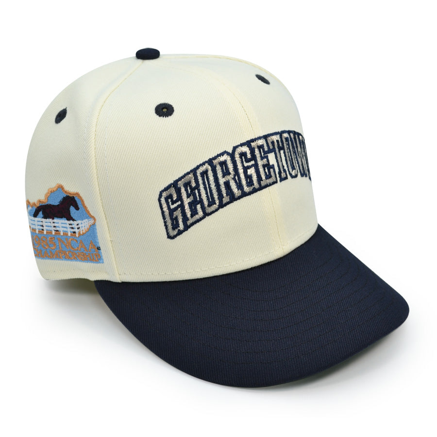 Georgetown Hoyas 1985 NCAA Championship Exclusive New Era 59Fifty Fitted NCAA Hat - Chrome/Navy