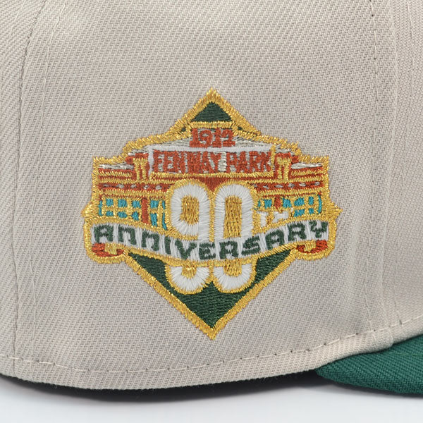 Boston Red Sox Fenway Park 90th Anniversary Exclusive New Era 59Fifty Fitted Hat - Stone/Green