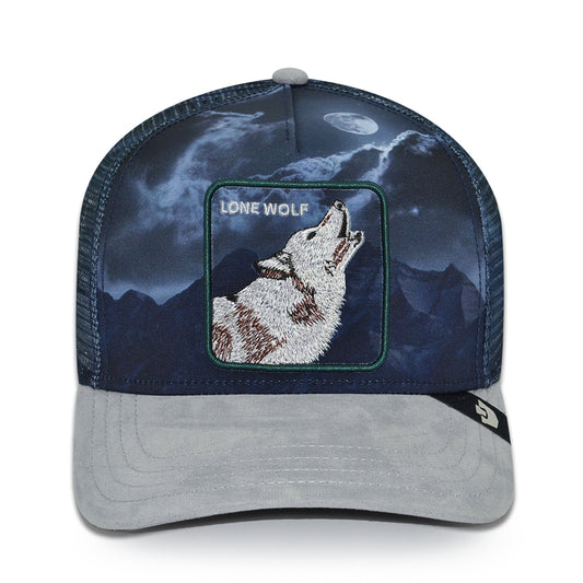 LONE WOLF IN THE ELEMENT Goorin Bros Mesh Trucker Snapback Hat - Gloss/Gray