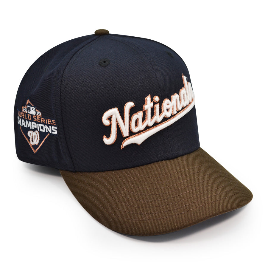 Washington Nationals 2019 WORLD SERIES CHAMPIONS Exclusive New Era 59Fifty Fitted Hat - Navy/Walnut