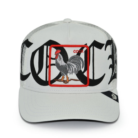 OLD ENGLISH COCK Goorin Bros Mesh Trucker Snapback Hat - White