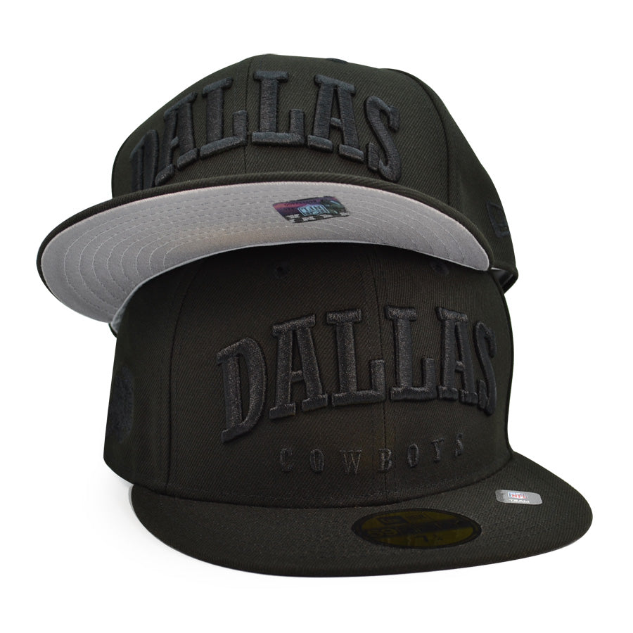 Dallas Cowboys New Era Exclusive TEXT SCRIPT 59Fifty Fitted Hat - Black on Black