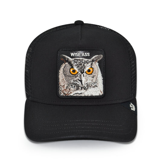 WISE ASS OWL Goorin Bros Mesh Trucker Snapback Hat - Black