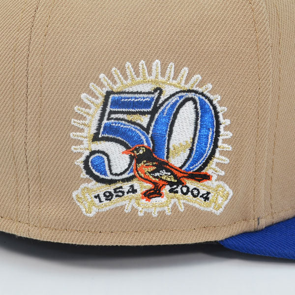 Baltimore Orioles 50th Anniversary Exclusive New Era 59Fifty Fitted Hat - Camel/Royal