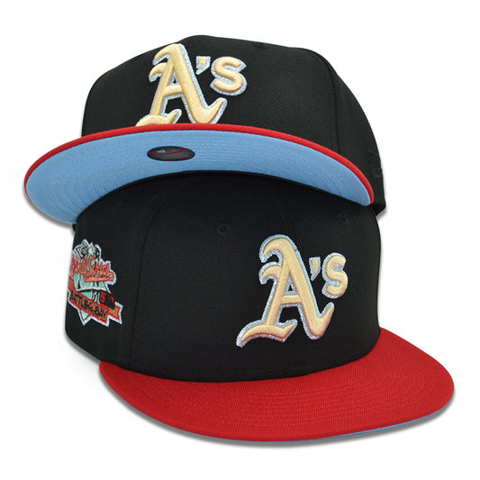 Oakland Athletics "AQUA LAD" Exclusive New Era 59Fifty Fitted Hat - Black/Red/Sky