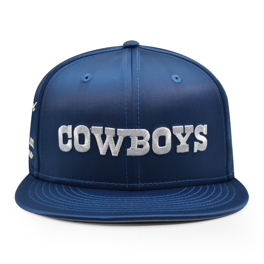 Dallas Cowboys New Era Exclusive SATIN SCRIPT 9Fifty Snapback Hat - Navy Satin