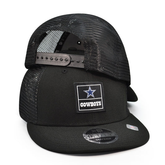 Dallas Cowboys New Era SQUARE TRUCKER MESH 9Fifty Snapback Low Profile NFL Hat - Black