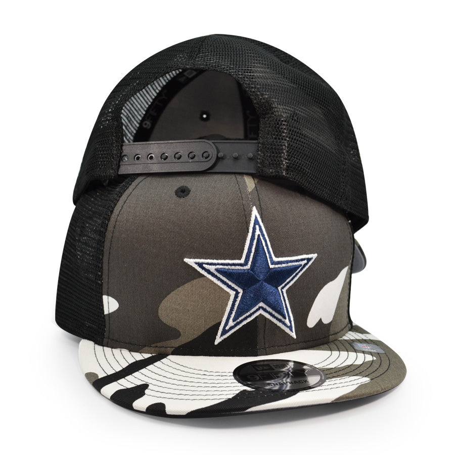 Dallas Cowboys New Era URBAN CAMO TRUCKER MESH 9Fifty Snapback NFL Hat - Navy/Gray/Black/White