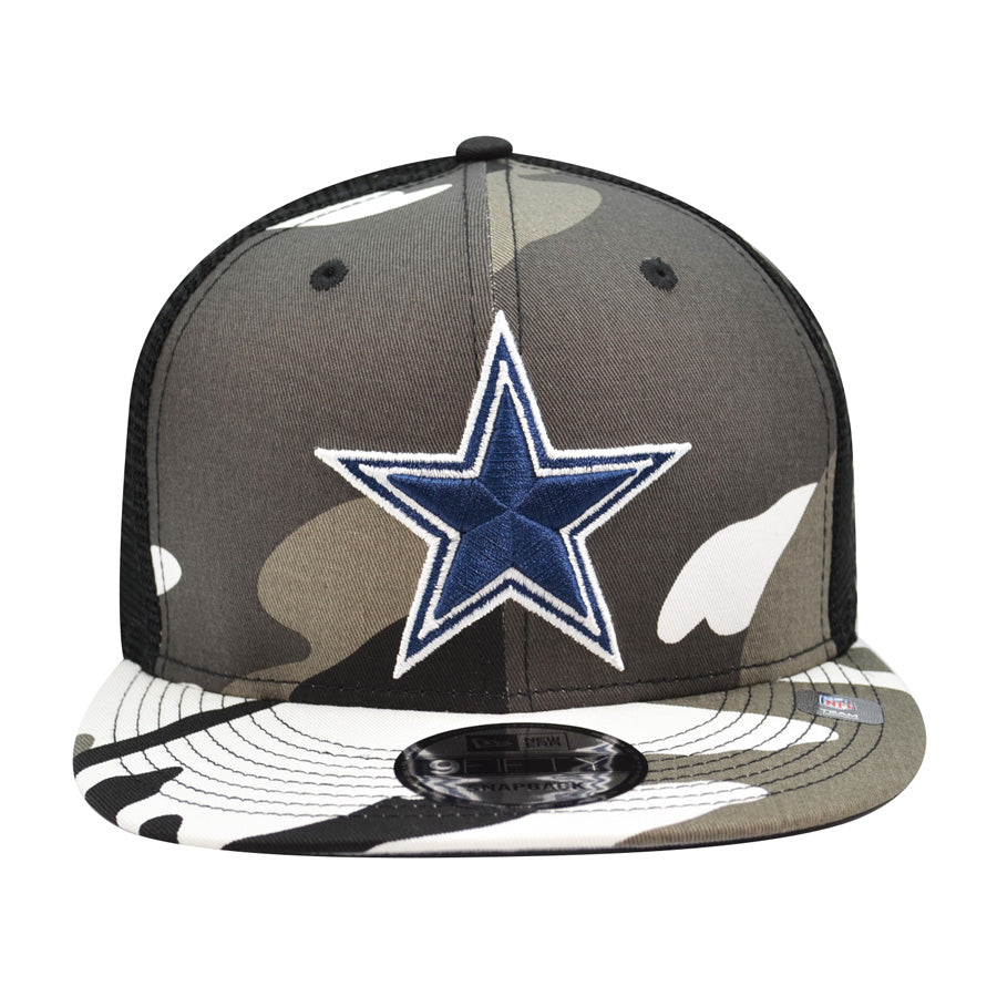 Dallas Cowboys New Era URBAN CAMO TRUCKER MESH 9Fifty Snapback NFL Hat - Navy/Gray/Black/White